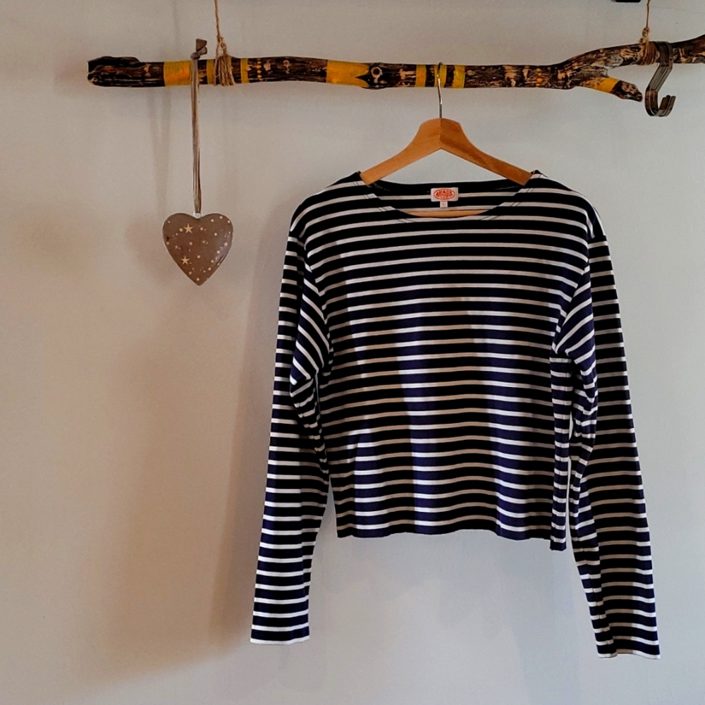 Navy & white stripped light sweater - Sz L